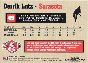2007 Grandstand Sarasota Reds #NNO Derrik Lutz Back