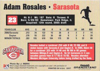 2007 Grandstand Sarasota Reds #NNO Adam Rosales Back