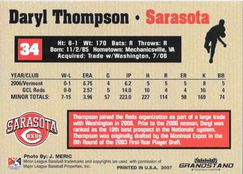 2007 Grandstand Sarasota Reds #NNO Daryl Thompson Back