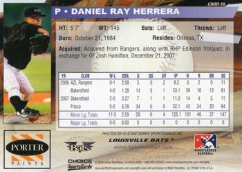 2008 Choice Louisville Bats #18 Daniel Ray Herrera Back