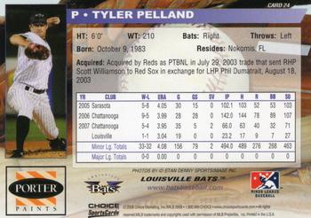 2008 Choice Louisville Bats #24 Tyler Pelland Back