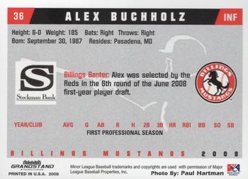 2008 Grandstand Billings Mustangs #NNO Alex Buchholz Back