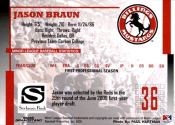 2009 Grandstand Billings Mustangs #NNO Jason Braun Back
