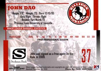 2009 Grandstand Billings Mustangs #NNO John Dao Back