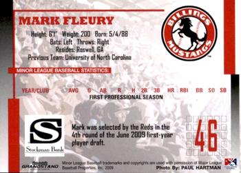 2009 Grandstand Billings Mustangs #NNO Mark Fleury Back