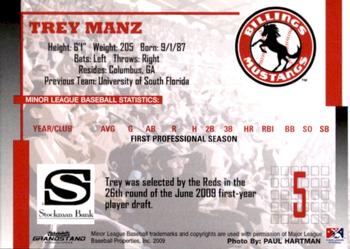 2009 Grandstand Billings Mustangs #NNO Trey Manz Back