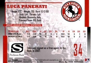 2009 Grandstand Billings Mustangs #NNO Luca Panerati Back