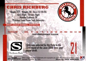 2009 Grandstand Billings Mustangs #NNO Chris Richburg Back