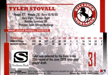2009 Grandstand Billings Mustangs #NNO Tyler Stovall Back