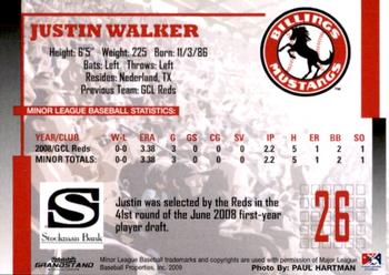 2009 Grandstand Billings Mustangs #NNO Justin Walker Back