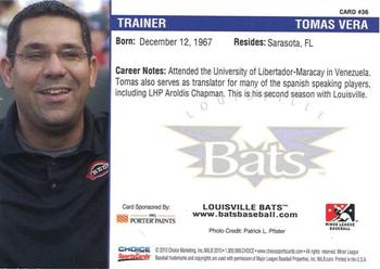 2010 Choice Louisville Bats #36 Tomas Vera Back