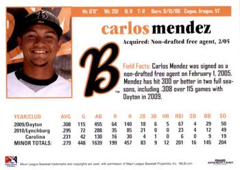 2011 Grandstand Bakersfield Blaze #NNO Carlos Mendez Back