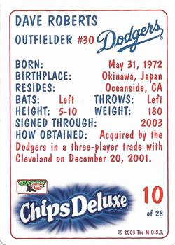 2003 Keebler Los Angeles Dodgers SGA #10 Dave Roberts Back