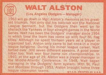 1964 Topps #101 Walt Alston Back