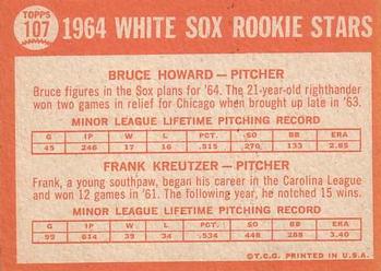 1964 Topps #107 White Sox 1964 Rookie Stars (Bruce Howard / Frank Kreutzer) Back