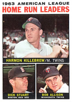 1964 Topps #10 1963 American League Home Run Leaders (Harmon Killebrew / Dick Stuart / Bob Allison) Front