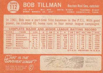 1964 Topps #112 Bob Tillman Back