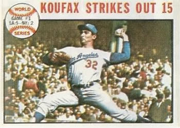 1964 Topps #136 World Series Game #1 - Koufax Strikes Out 15 Front