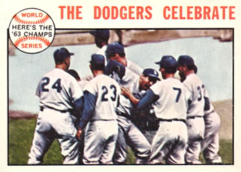 1964 Topps #140 1963 World Series - The Dodgers Celebrate Front