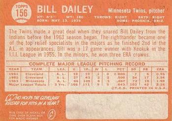 1964 Topps #156 Bill Dailey Back