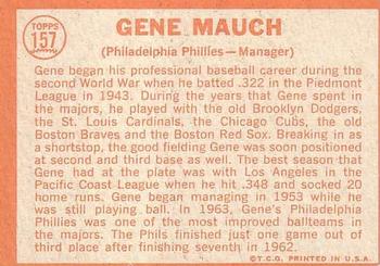 1964 Topps #157 Gene Mauch Back