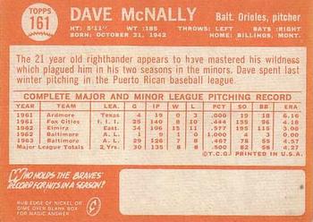 1964 Topps #161 Dave McNally Back