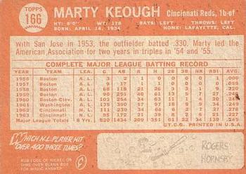 1964 Topps #166 Marty Keough Back