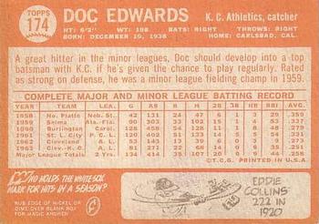 1964 Topps #174 Doc Edwards Back