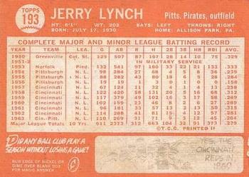 1964 Topps #193 Jerry Lynch Back