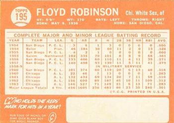 1964 Topps #195 Floyd Robinson Back
