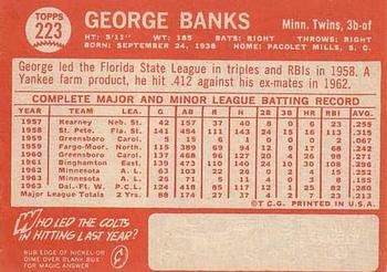 1964 Topps #223 George Banks Back