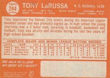 1964 Topps #244 Tony La Russa Back