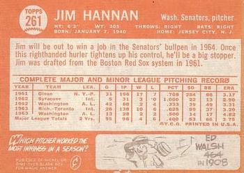 1964 Topps #261 Jim Hannan Back