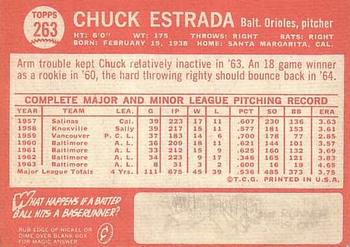 1964 Topps #263 Chuck Estrada Back