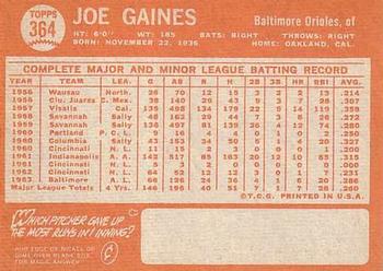 1964 Topps #364 Joe Gaines Back