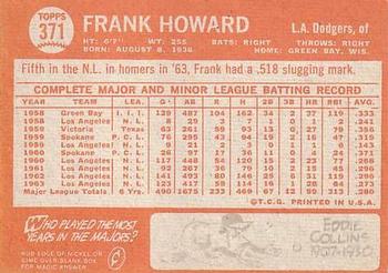 1964 Topps #371 Frank Howard Back