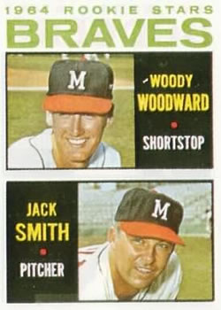 1964 Topps #378 Braves 1964 Rookie Stars (Woody Woodward / Jack Smith) Front