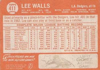 1964 Topps #411 Lee Walls Back