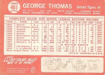 1964 Topps #461 George Thomas Back