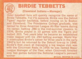 1964 Topps #462 Birdie Tebbetts Back