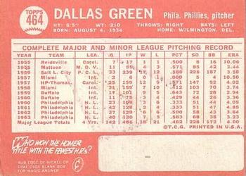 1964 Topps #464 Dallas Green Back