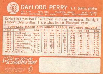 1964 Topps #468 Gaylord Perry Back
