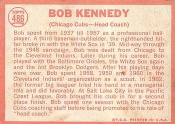 1964 Topps #486 Bob Kennedy Back