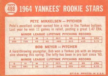 1964 Topps #488 Yankees 1964 Rookie Stars (Pete Mikkelsen / Bob Meyer) Back