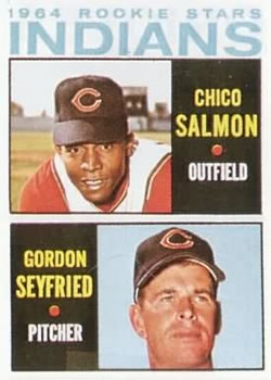 1964 Topps #499 Indians 1964 Rookie Stars (Chico Salmon / Gordon Seyfried) Front