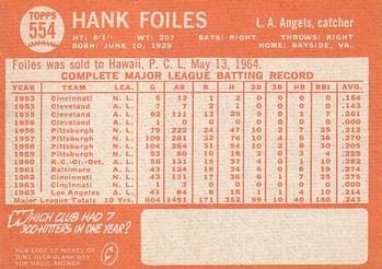 1964 Topps #554 Hank Foiles Back