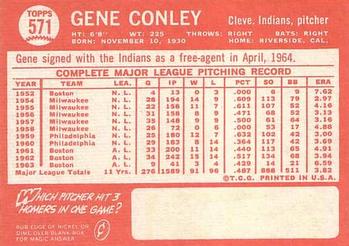 1964 Topps #571 Gene Conley Back