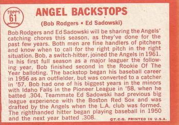 1964 Topps #61 Angel Backstops (Bob Rodgers / Ed Sadowski) Back