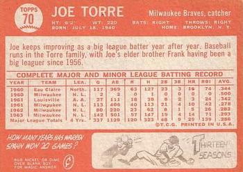 1964 Topps #70 Joe Torre Back