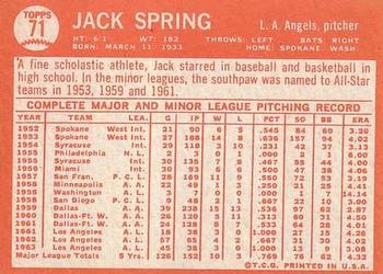 1964 Topps #71 Jack Spring Back
